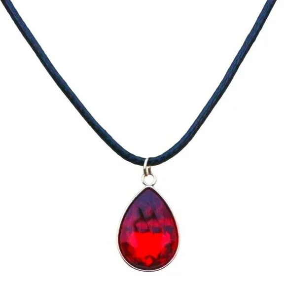 Cara Crystal Red Water Drop Pendant Braided Leather Chain Necklace Gift Packaged - Picture 4 of 10